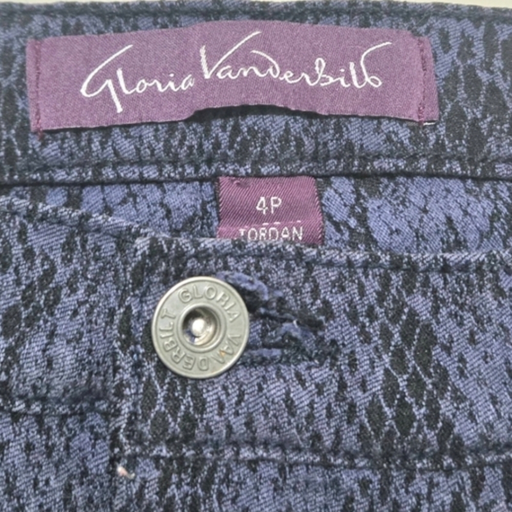 Y2k Size 4P Gloria Vanderbilt Dk Blue/purple Snake Print Jeans Rock N Roll. Love
